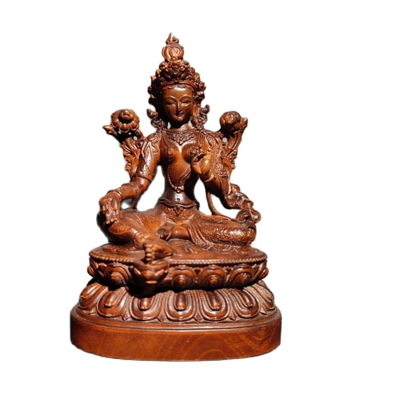 Old Tibet Buddhism Tara like statue Drolma Figurines boxwood carving home decor