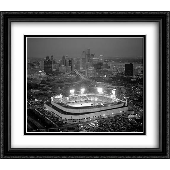 Old Tiger Stadium 2x Matted 28x28 Large Black Ornate Framed Art Print from the Stadium Series