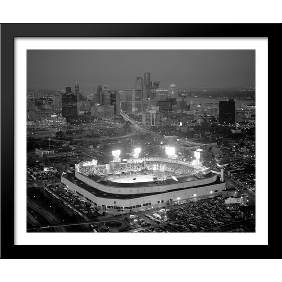 Old Tiger Stadium 34x28 Large Black Wood Framed Print Art - Home of the Detroit Tigers