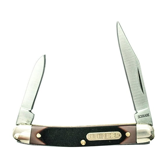 Old Timer Minute Man Pocket Knife 2" Clip Point 7Cr17MoV Satin Blade Polymer Handle Brown