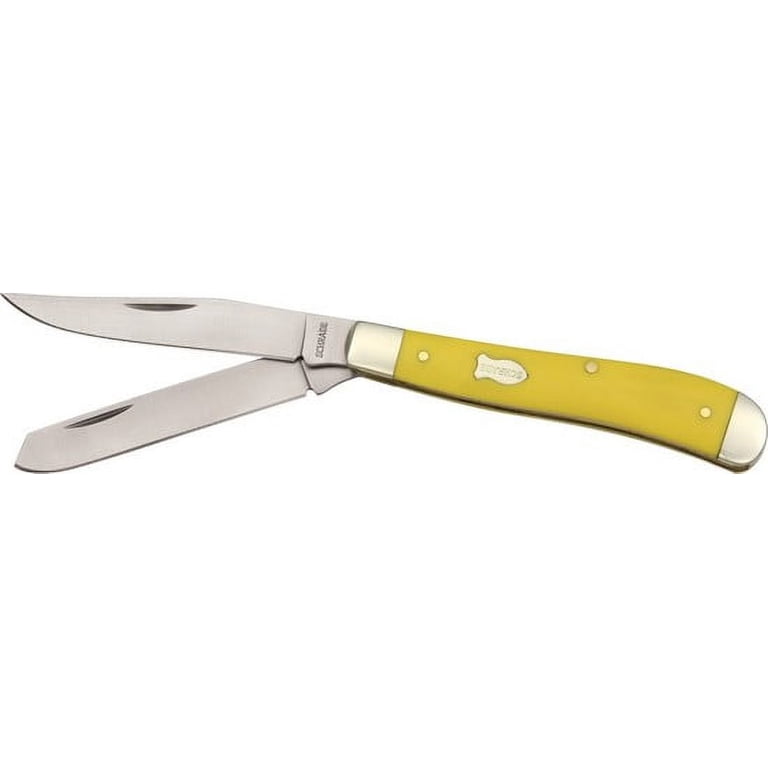 Old Timer Gunstock Trapper Knife, 2 Blades, Yellow Handle