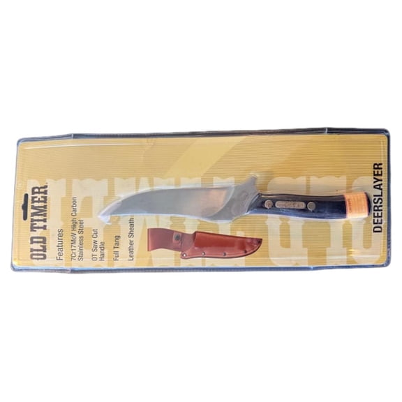 Old Timer Guthook Skinner Fixed Blade Knife 0" Drop Point 7Cr17MoV Satin Blade Delrin Handle Black