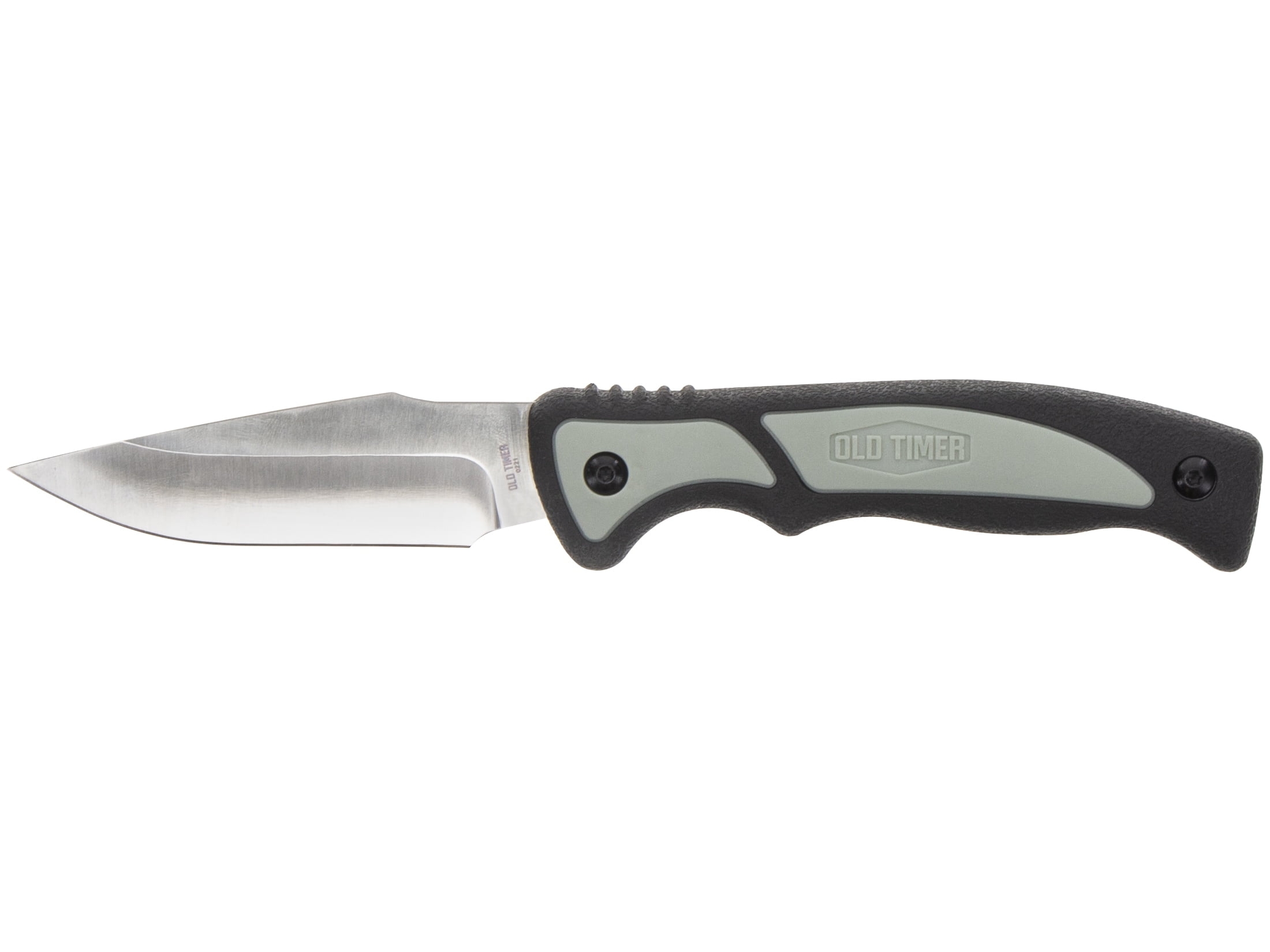 Old Timer Trail Boss Fixed Blade Knife 3.75" Drop Point 8Cr13MoV Satin Blade Kraton Handle Green/Black