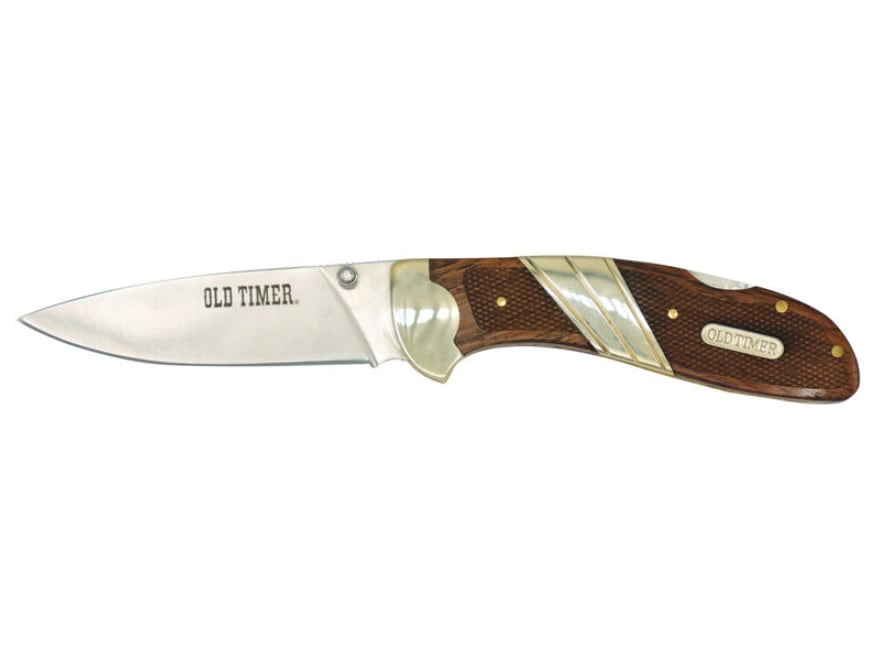 Old Timer Lockback Folder 32OT Pocket Knife 3.4" Drop Point Stainless Steel Satin Blade Wood Handle