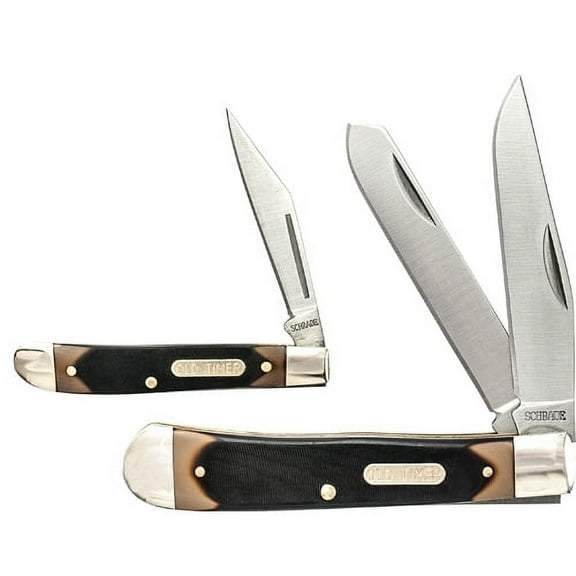 Old Timer Pal and Trapper Traditional Sawcut Handle Folding Knife Combo Pack