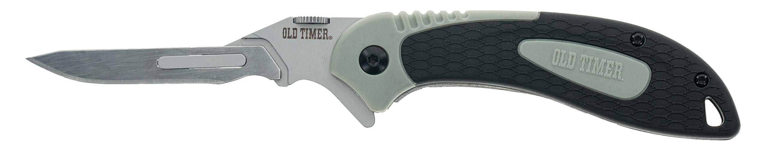 Old Timer Replaceable Blade Kit Pocket Knife 2.75" Drop Point 60A Satin Blade TPE Handle Black