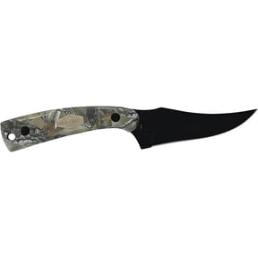Old Timer Sharpfinger Fixed Blade Knife 3.3" Clip Point 7Cr17MoV Black Blade Delrin Handle Camo