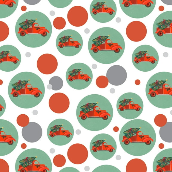 Old Timey Christmas Red Truck and Tree Premium Gift Wrap Wrapping Paper Roll