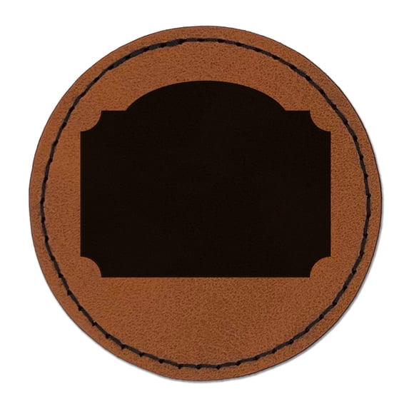 Old Timey Sign Solid 2.5" Faux Leather Round Engraved Iron-On Patch - Brown