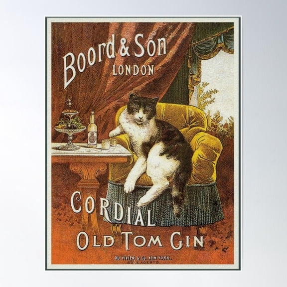 Old Tom Gin Vintage Poster Poster Wall Art, Modern Wall Decor For Living Room Bedroom, 24x36 UNFRAMED