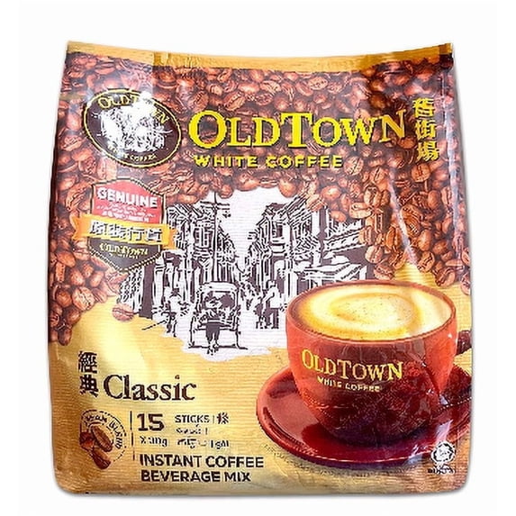 Old Town 3 In 1 Instant White Coffee Mix Packets, 15 Count