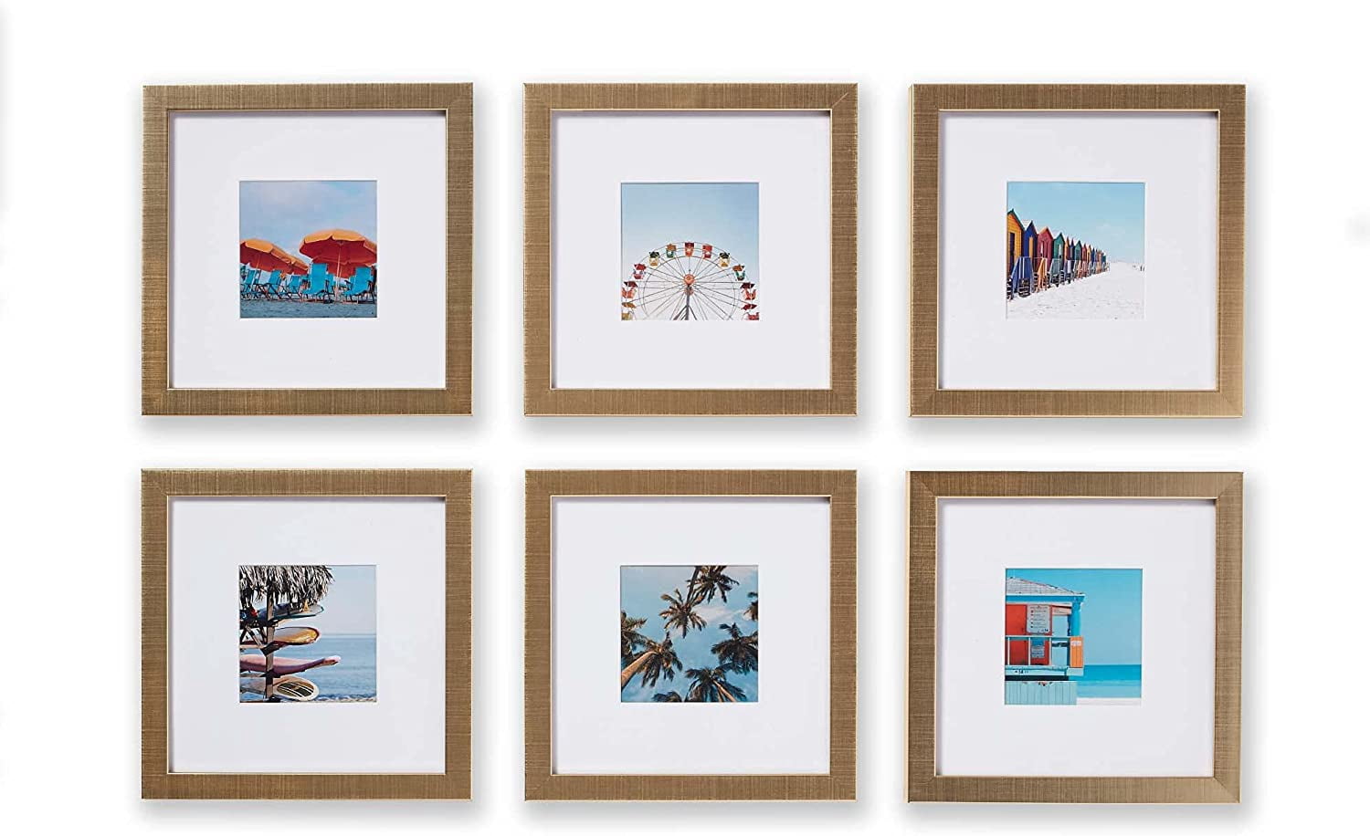 Old Town 6-Pack Gold Gallery Picture Frames, 8x8 Matted Square, Modern ...