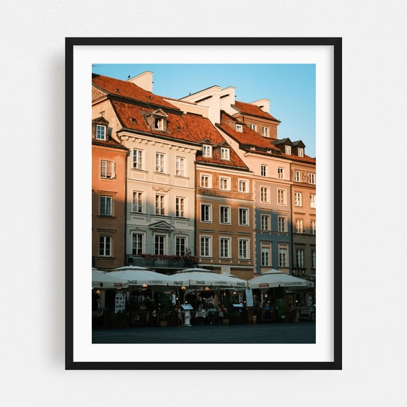 Old Town Market Square, Warsaw 01 - Warsaw Mazowieckie Poland Photography Architecture City Travel Poster Street Photography Vintage Cafe Black Framed Wall Art Print 6 x 8 inches