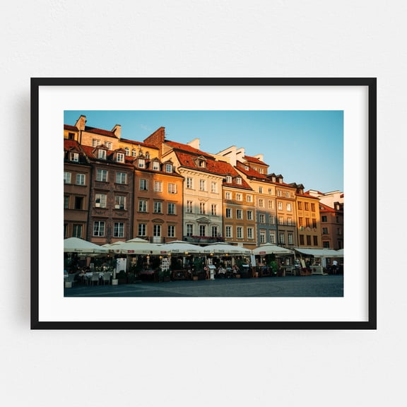 Old Town Market Square, Warsaw 02 - Warsaw Mazowieckie Poland Photography Architecture Cityscape Vintage Travel Poster Street Photography City Rustic Black Framed Wall Art Print 5 x 7 inches
