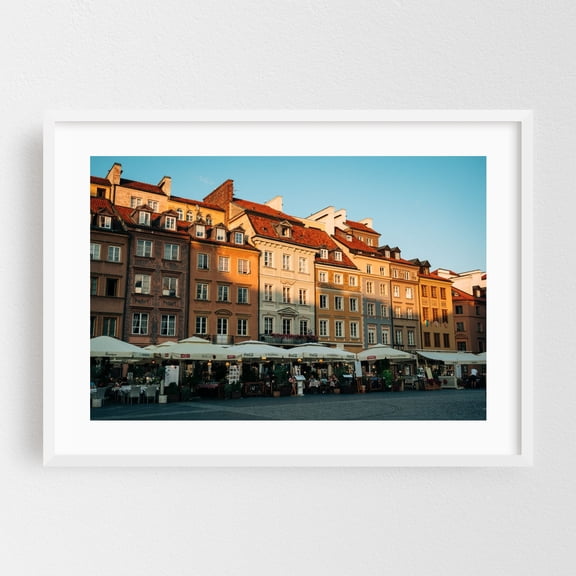 Old Town Market Square, Warsaw 02 - Warsaw Mazowieckie Poland Photography Architecture Cityscape Vintage Travel Poster Street Photography City Rustic White Framed Wall Art Print 5 x 7 inches