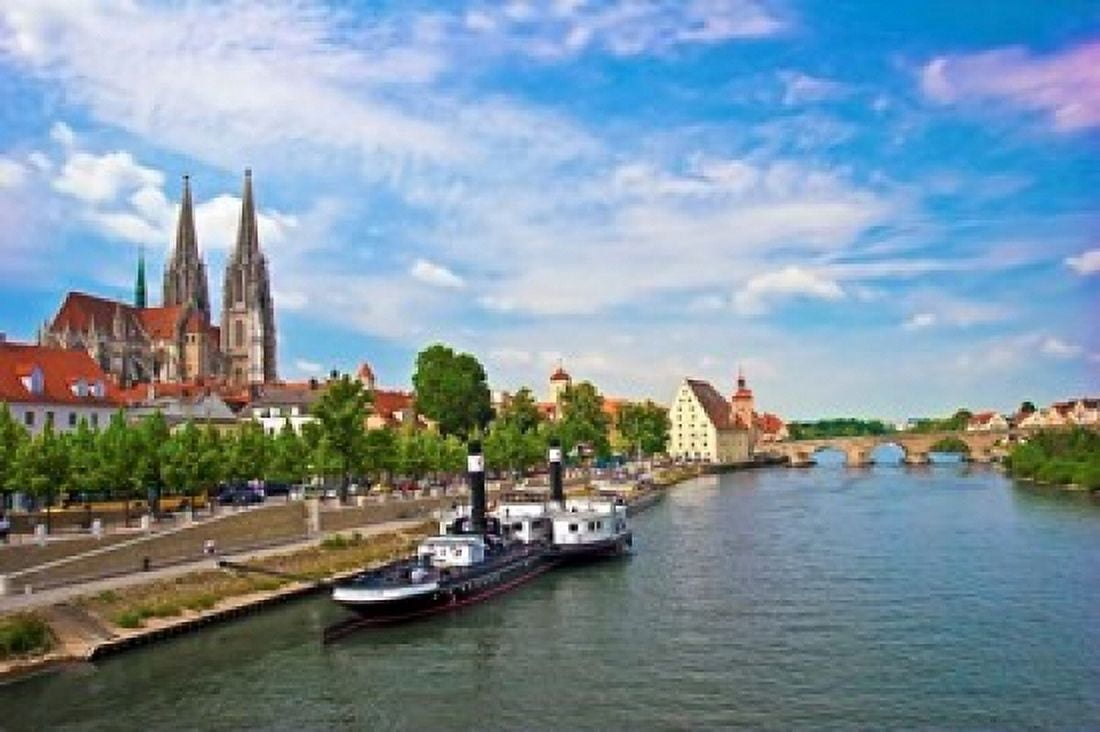 Old Town Skyline Regensburg Germany Canvas Art - Miva Stock DanitaDelimont (26 x 17)