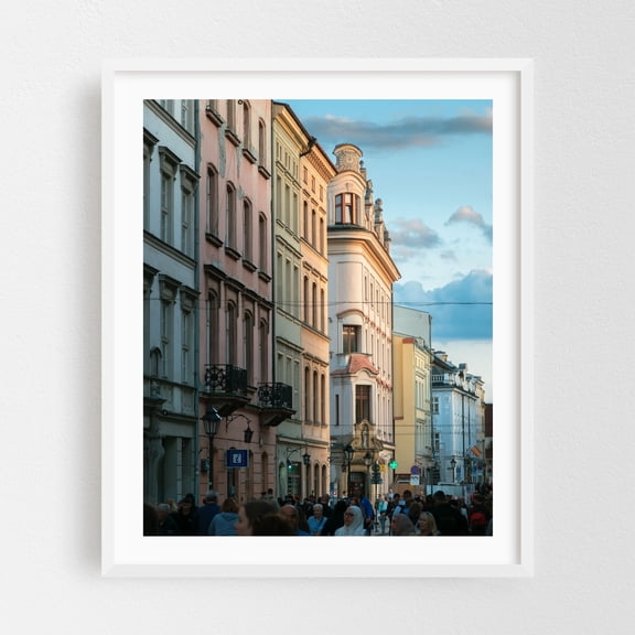 Old Town Streets, Kraków 03 - Kraków Małopolskie Poland Photography Architecture Street Photography City Cityscape Vintage Travel Poster Scenic White Framed Wall Art Print 6 x 8 inches