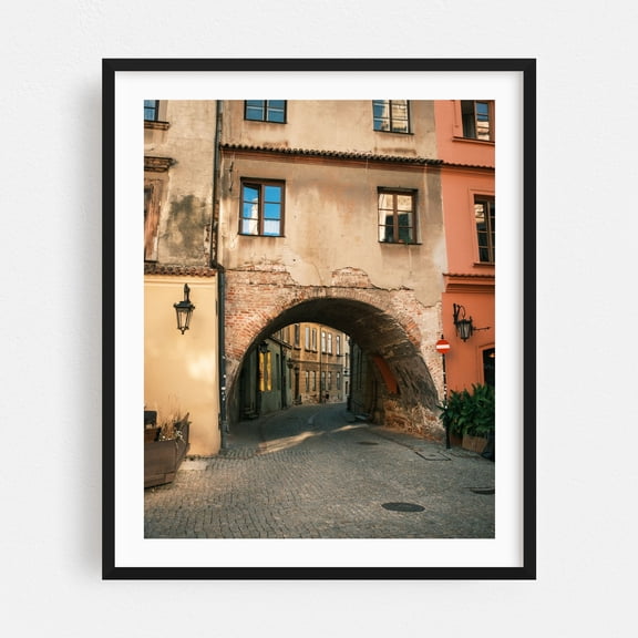 Old Town Streets, Lublin 01 - Lublin Lubelskie Poland Photography Architecture Street Photography Vintage City Rustic Travel Poster Black Framed Wall Art Print 6 x 8 inches