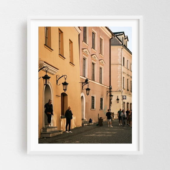 Old Town Streets, Lublin 03 - Lublin Lubelskie Poland Photography Architecture Street Photography City Travel Poster Cityscape Vintage White Framed Wall Art Print 6 x 8 inches