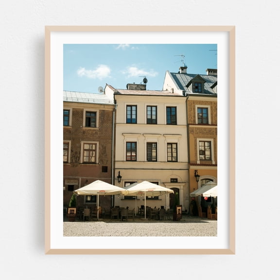 Old Town Streets, Lublin 04 - Lublin Lubelskie Poland Photography Architecture Street Photography Vintage Cityscape Cafe Travel Poster Scenic Oak Framed Wall Art Print 6 x 8 inches