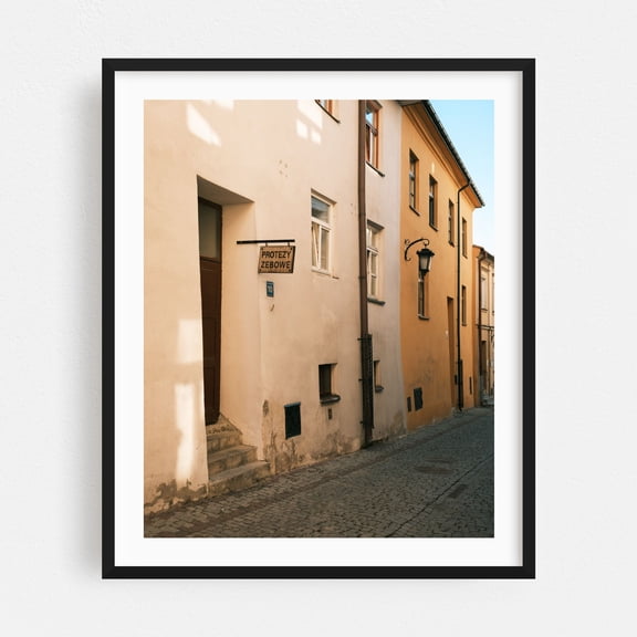 Old Town Streets, Lublin 06 - Lublin Lubelskie Poland Photography Street Photography Architecture Rustic Vintage Travel Poster City Black Framed Wall Art Print 6 x 8 inches