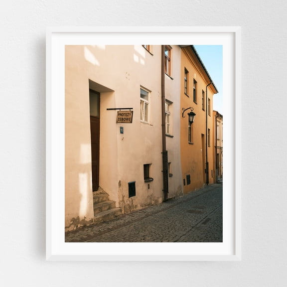 Old Town Streets, Lublin 06 - Lublin Lubelskie Poland Photography Street Photography Architecture Rustic Vintage Travel Poster City White Framed Wall Art Print 6 x 8 inches