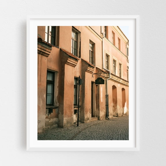 Old Town Streets, Lublin 07 - Lublin Lubelskie Poland Photography Architecture Vintage Street Photography Rustic City Travel Poster Art Deco White Framed Wall Art Print 6 x 8 inches