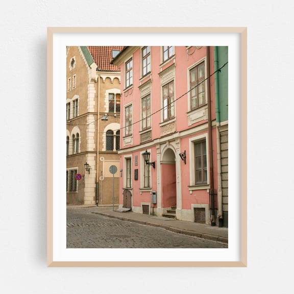 Old Town Streets, Riga 02 - Riga Riga Latvia Photography Oak Framed Wall Art Print 24 x 30 inches