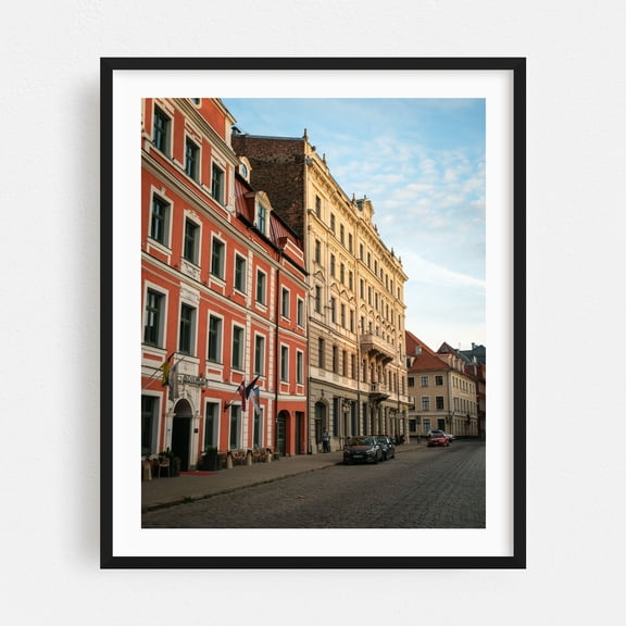 Old Town Streets, Riga 04 - Riga Latvia Photography Architecture Street Photography City Vintage Travel Poster Black Framed Wall Art Print 6 x 8 inches