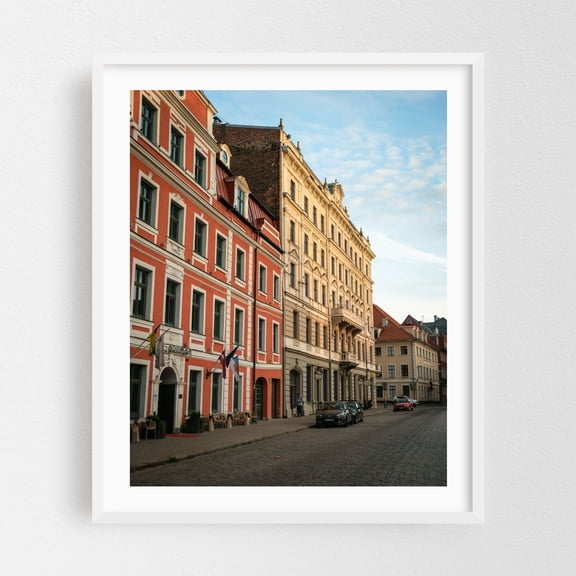 Old Town Streets, Riga 04 - Riga Latvia Photography Architecture Street Photography City Vintage Travel Poster White Framed Wall Art Print 6 x 8 inches