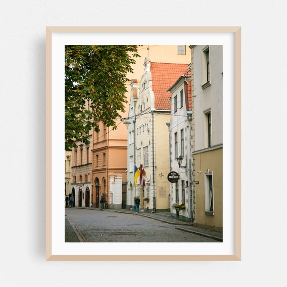 Old Town Streets, Riga 05 - Riga Riga Latvia Photography Oak Framed Wall Art Print 24 x 30 inches