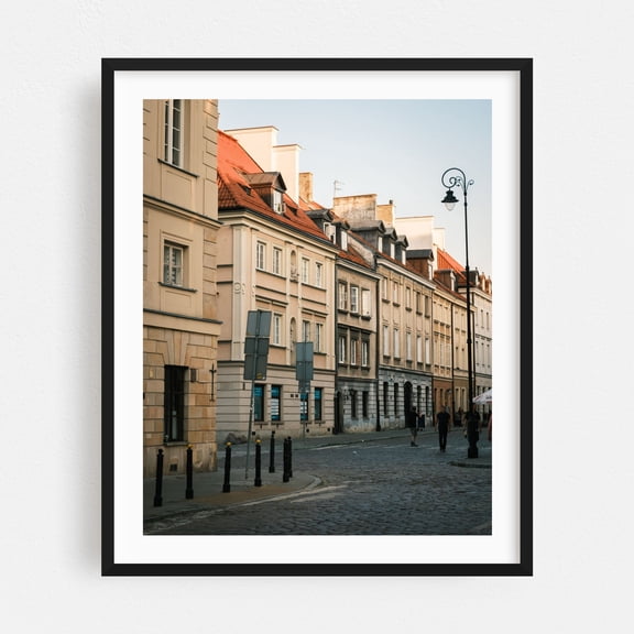 Old Town Streets, Warsaw 02 - Warsaw Mazowieckie Poland Photography Architecture Street Photography City Vintage Travel Poster Cityscape Scenic Black Framed Wall Art Print 6 x 8 inches