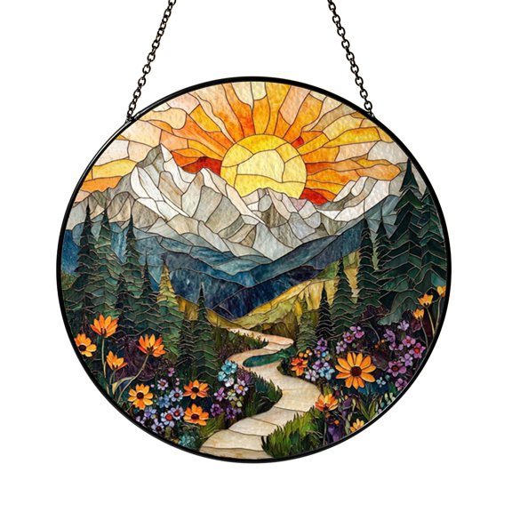 Old Town Village Window Suncatcher – Stained Glass Style Decor