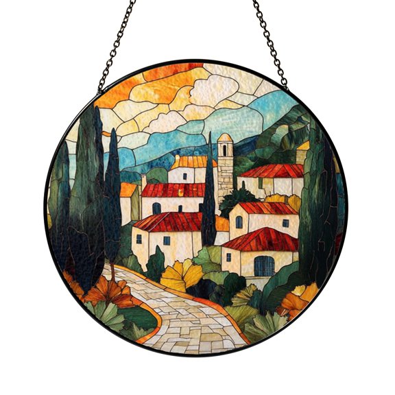 Old Town Village Window Suncatcher – Stained Glass Style