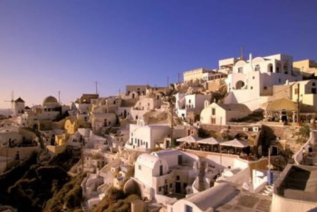Old Town in Late Afternoon Santorini Cyclades Islands Greece Canvas Art - Walter Bibikow DanitaDelimont (35 x 24)