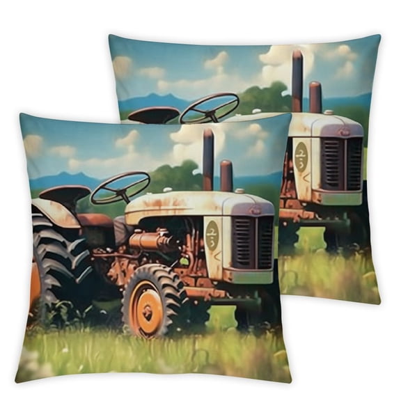 Old Tractor Photo Farm Print Decorative Cushion Case,Cute Soft Throw Pillow Covers,for Couch Sofa Living Room Spring