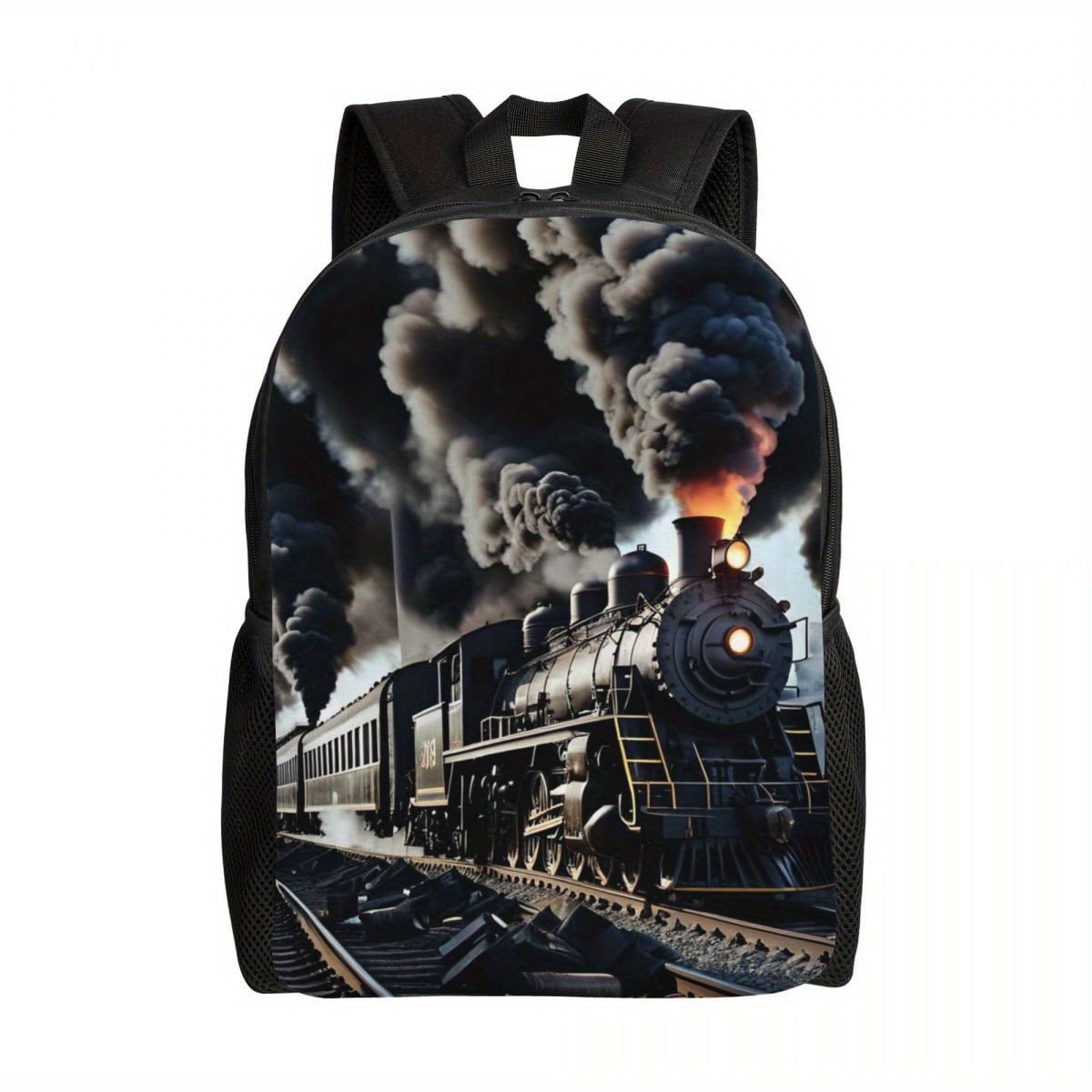 Old Train Print Backpack, Travel Backpack For Men And Women