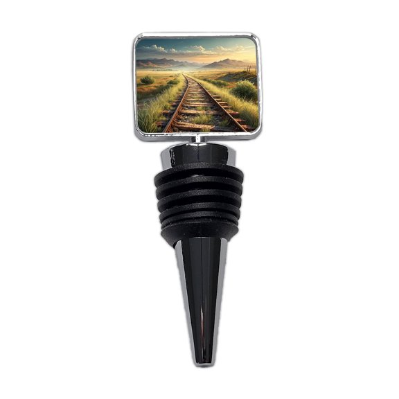 Old Train Tracks Vanishing Into The Distance Wine Bottle Stopper Cap Plug