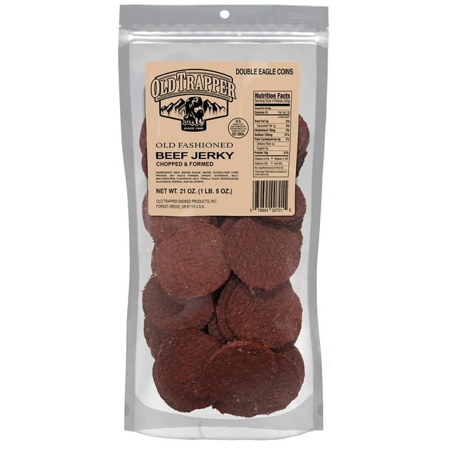 Old Trapper Double Eagle YYF14 Beef Jerky, Old-Fashioned Flavor, 21oz. 80-Count Package, Delicious Jerky Snacks, 10 Grams of Protein and 80 Calories per Serving (Pack of One)