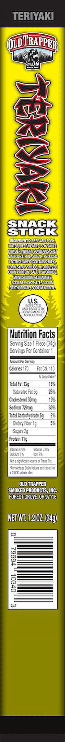 Old Trapper Teriyaki Beef Stick 1.75 oz Shrink Wrapped