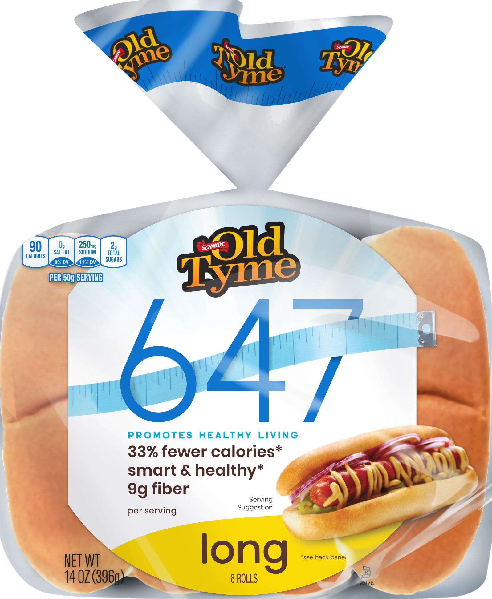 Schmidt Old Tyme 647 White Hot Dog Long Rolls 8's