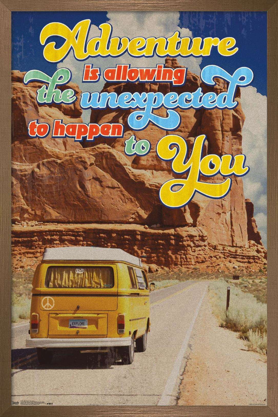 Old Van - Adventure Is Allowing The Unexpected Wall Poster, 14.725" x 22.375", Framed