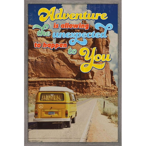 Old Van - Adventure Is Allowing The Unexpected Wall Poster, 14.725" x 22.375", Framed