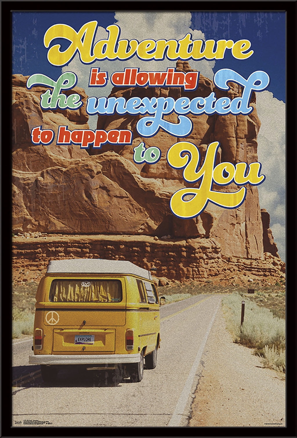 Old Van - Adventure Is Allowing The Unexpected Wall Poster, 22.375" x 34", Framed