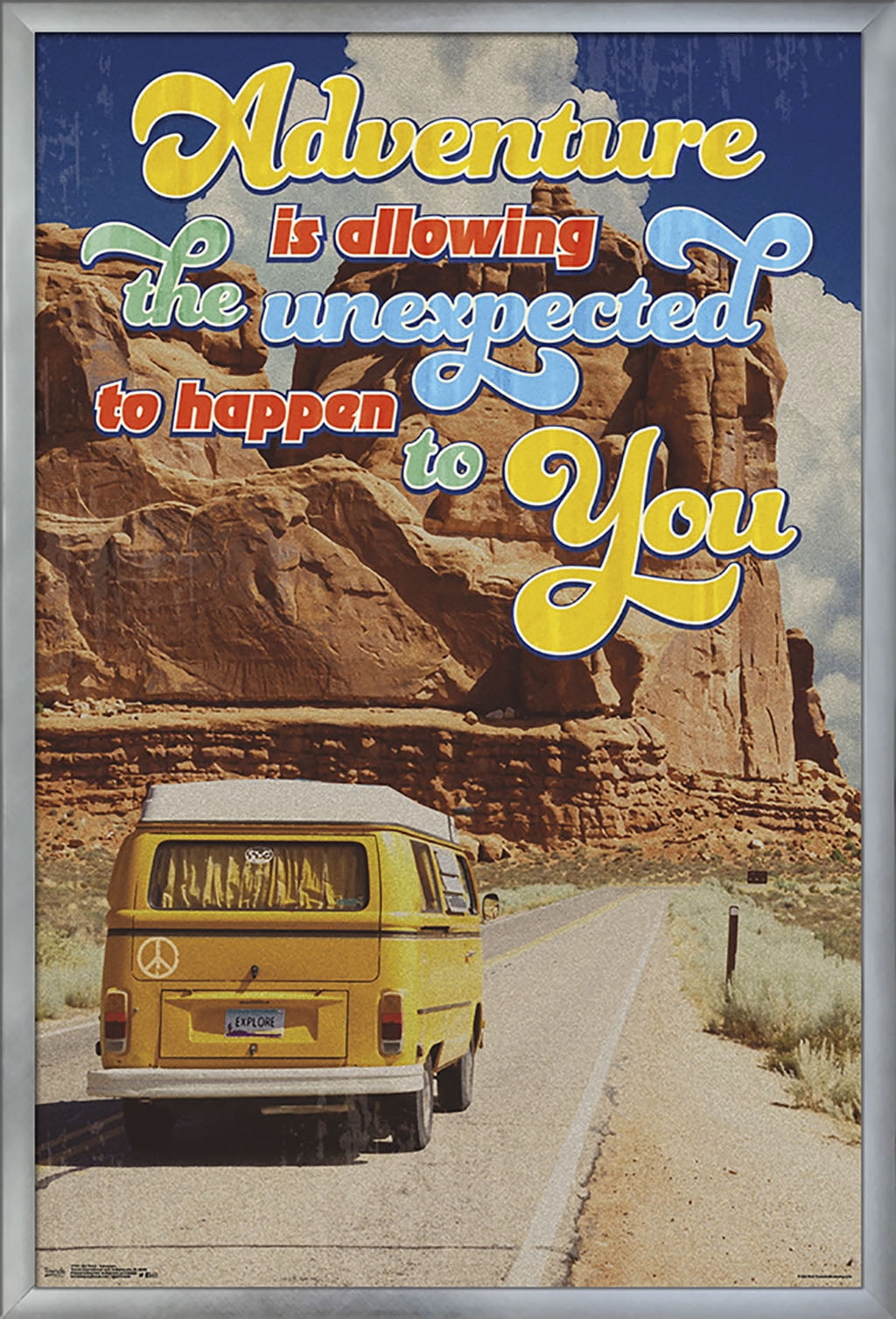 Old Van - Adventure Is Allowing The Unexpected Wall Poster, 22.375" x 34", Framed