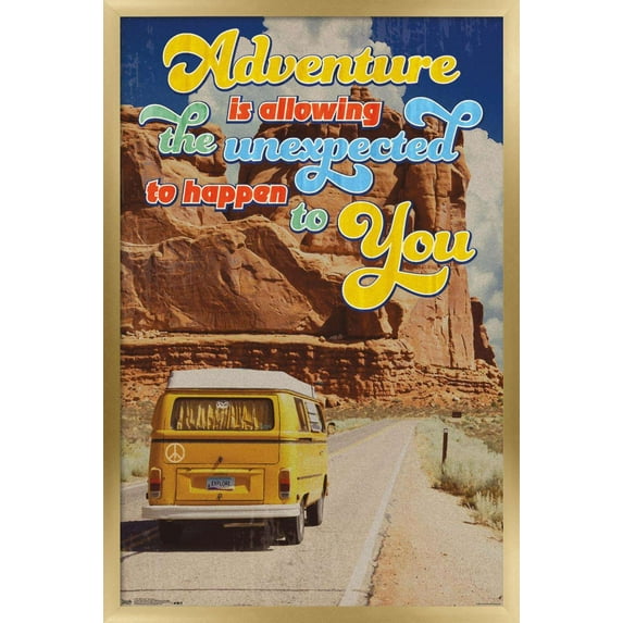 Old Van - Adventure Is Allowing The Unexpected Wall Poster, 22.375" x 34", Framed