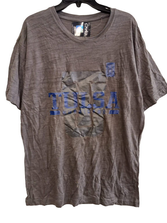 Men's Tulsa Oklahoma Round Neck Short Sleeve T-Shirt, Gray, XL