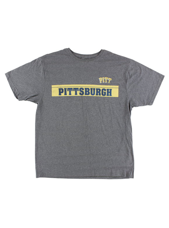 Old Varsity Mens Pittsburgh Panthers College Baseline T Shirt Grey S, Color: Grey/Yellow/Black