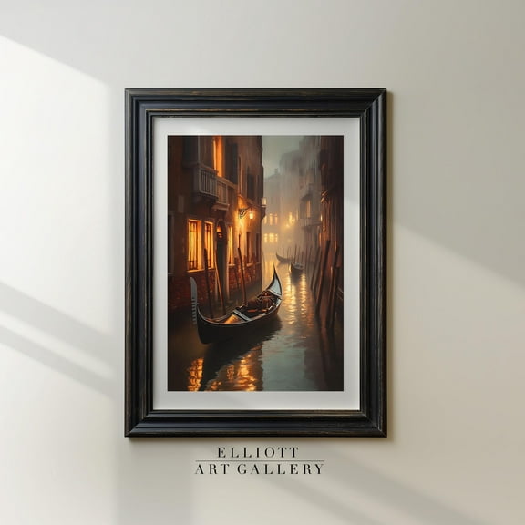 Old Venice At Night Venice Village Scene Modern Scene Home Decor Poster Art Poster Warm Present Vintage UNFRAMED Poster Size 24x36