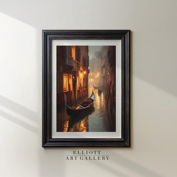 Old Venice at Night Venice Village Scene Modern Scene Wall Decor Poster Art Poster E1061, Unframed Canvas Size 8x12 F03.1.18l836